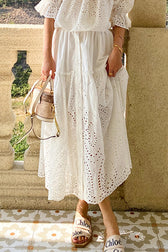 Folded White Lace With Skirt Embroidery / S Skirts