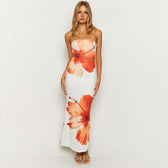 Floral Strapless Satin Maxi Dress 6