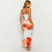 Floral Strapless Satin Maxi Dress 15