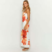Floral Strapless Satin Maxi Dress 7