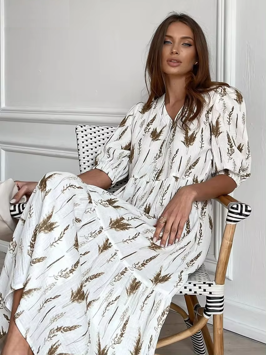 Summery Celia Midi Dress with a V-neck for Women Trendy Daily Look