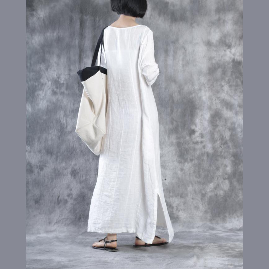 White Linen Dresses Oversize Maxi Dress Linen Caftans