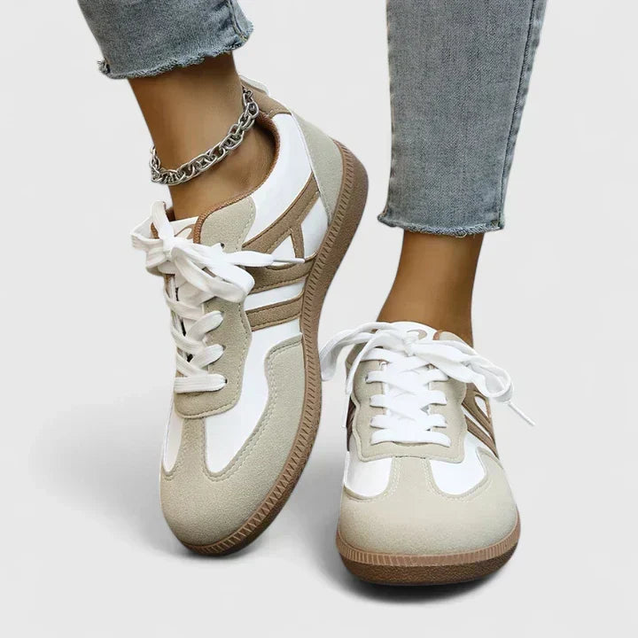 Two Tone Lace Up Side Zip Low Top Sneakers