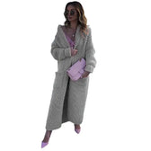 Turn Down Collar Knitted Cardigan GRAY / S