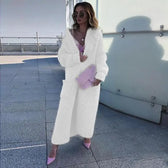 Turn Down Collar Knitted Cardigan WHITE / S