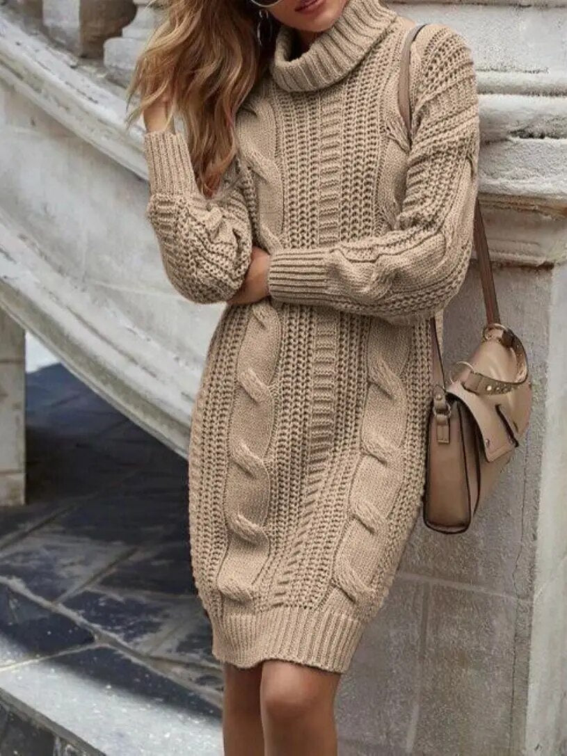 Oralia Knitted Dress with Turtleneck for Women Refined Casual Wear