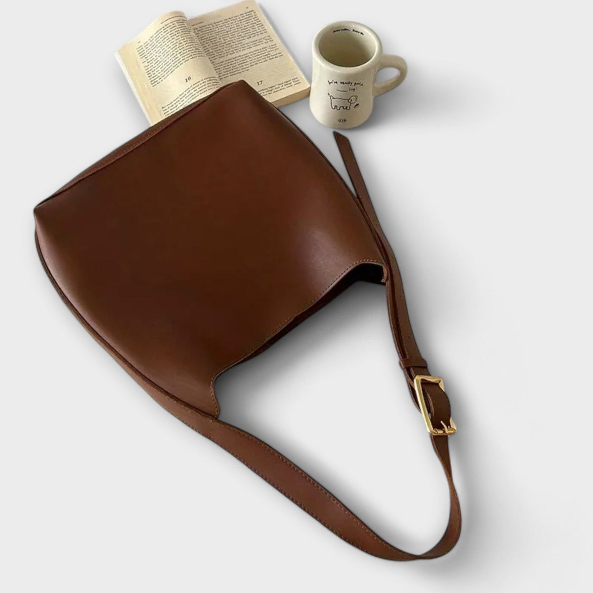 Adjustable Buckle Strap Bucket Shoulder Bag