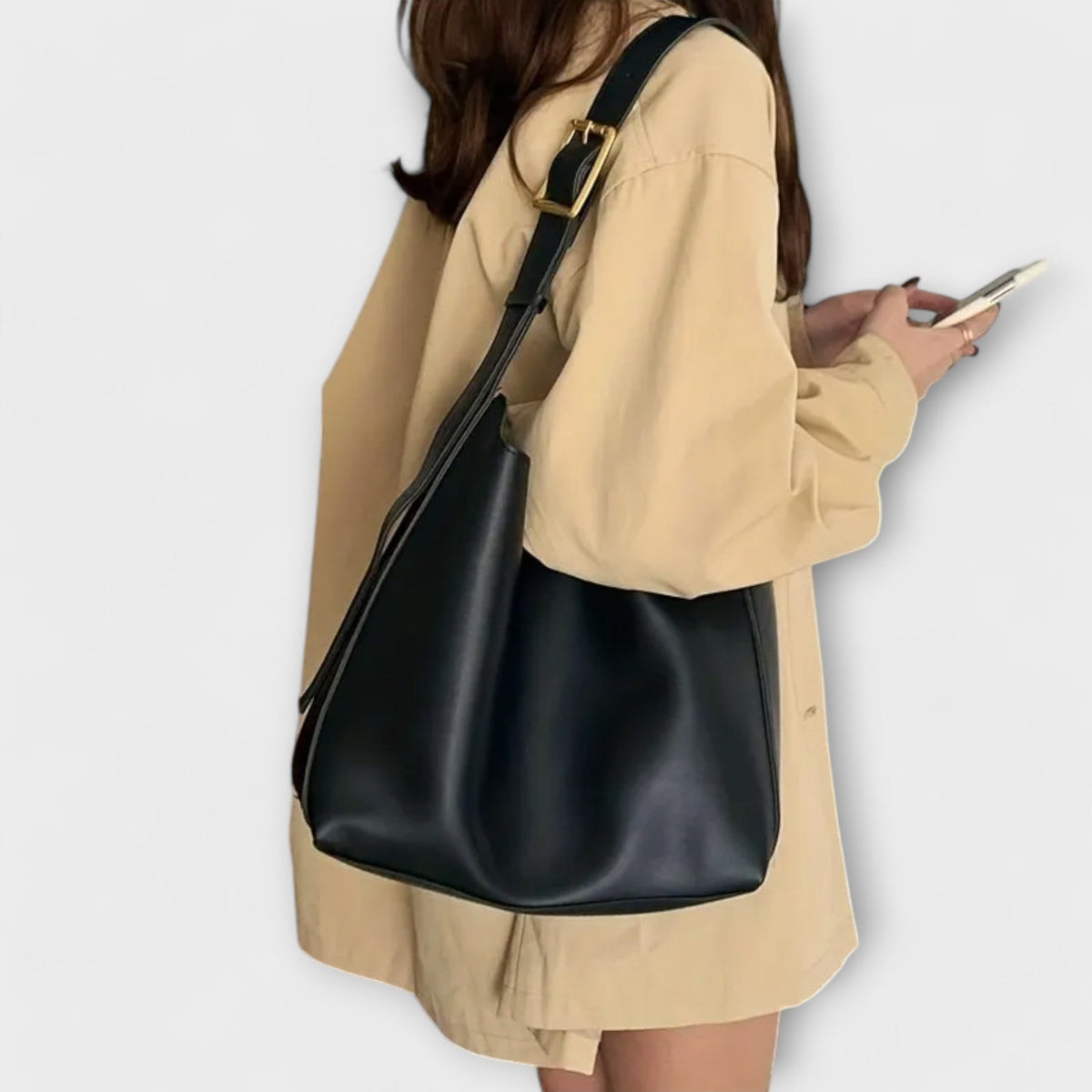 Buckle Strap Slouchy Hobo Shoulder Bag
