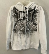 Grunge Zip Up Sweatshirt white 3 / M