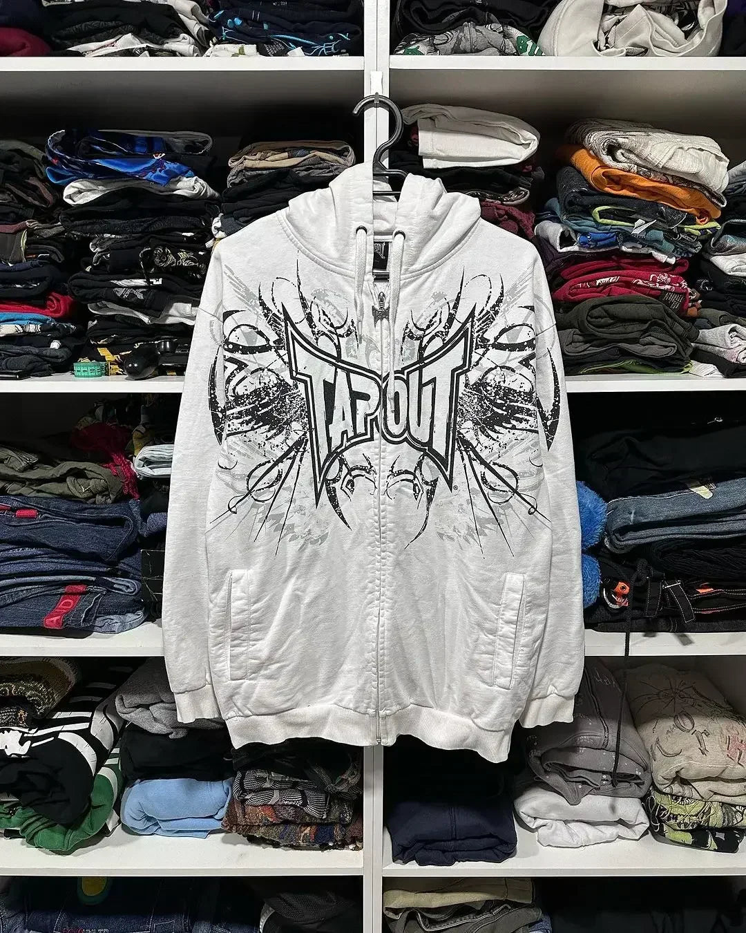 Gothic Skull Tribal Graphic Print Zip Up Hoodie 12