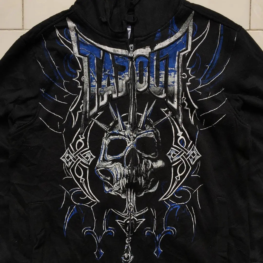 Gothic Skull Tribal Graphic Print Zip Up Hoodie 2