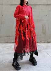 Women Black Peter Pan Collar Tulle Patchwork Cotton Shirts Dress Long Sleeve 2