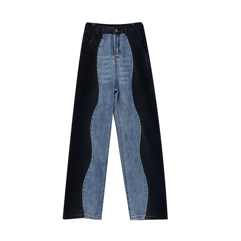 Vintage Patchwork Straight Wide Leg Jeans