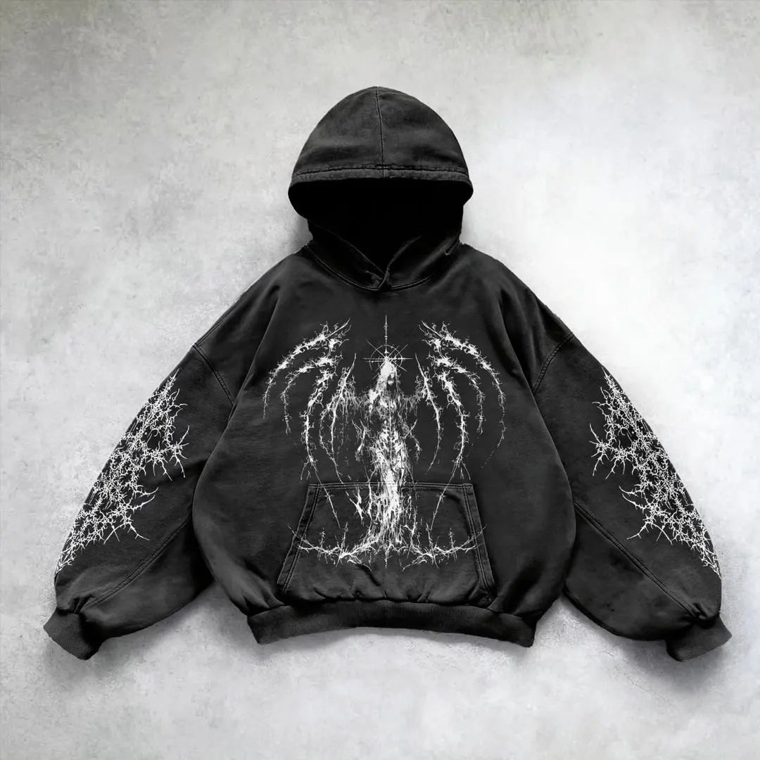 Casual Vintage Print Hoodie