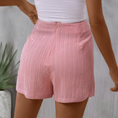 High-Waist Pleated Denim Mini Skort