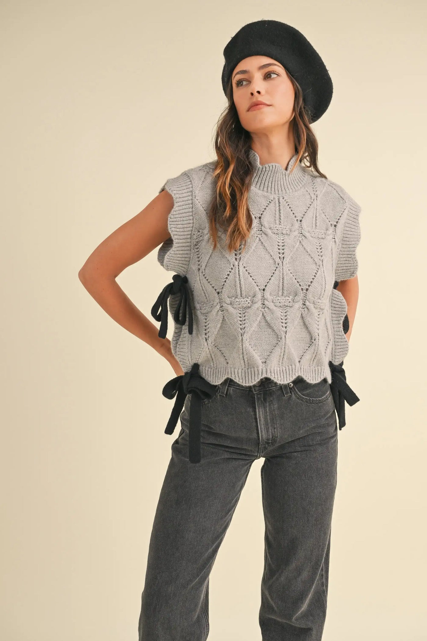 Scalloped Trim Warm Sweater