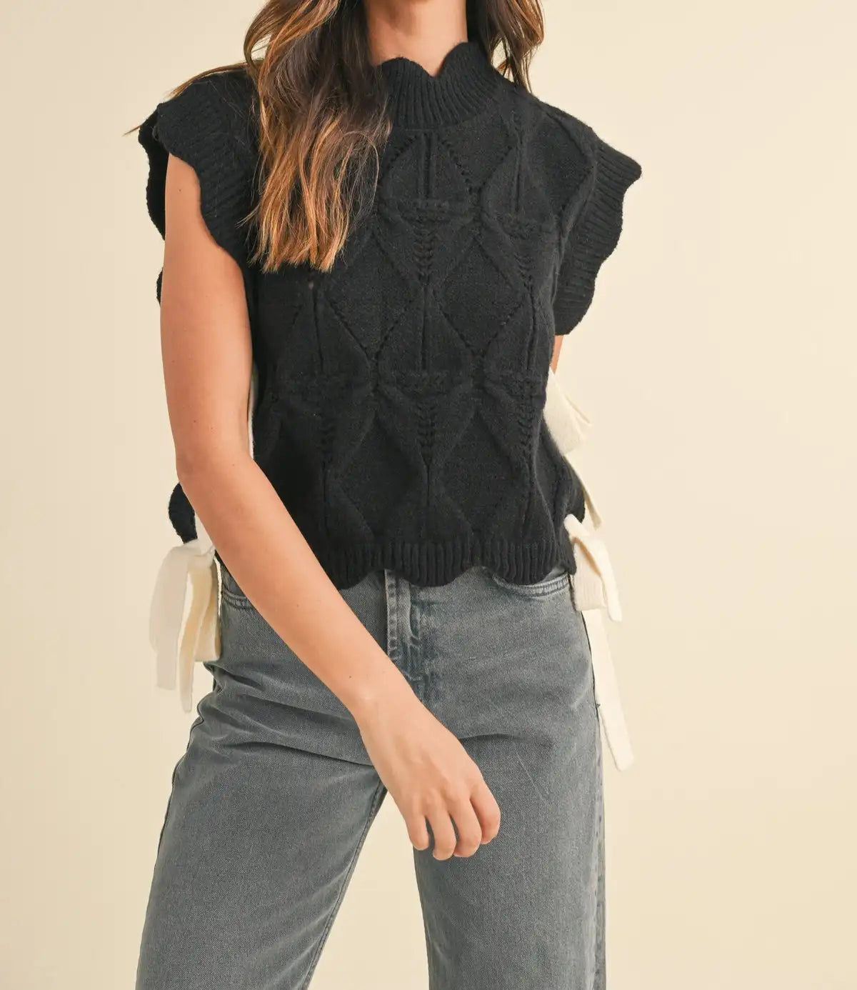 Scalloped Trim Warm Sweater