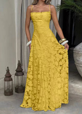 Women Green Exra Large Hem Lace Spaghetti Strap Dress Summer 2