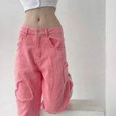 Y2K Cute Pink Heart Shape Jeans