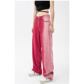 High-Waist Vintage Washed Wide-Leg Denim Jeans