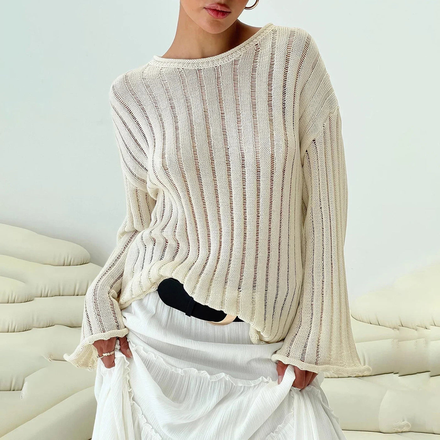 Solid Color Loose Warm Sweater Khaki / S