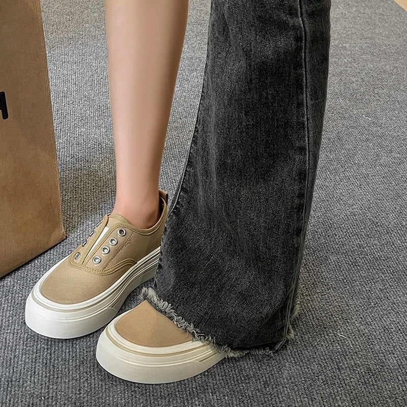 Women Outdoor Walking Canvas Shoes New Fashion Jogging Sneakers Slipon Woman Vulcanized Flat Casual Loafers Ladies Zapatillas