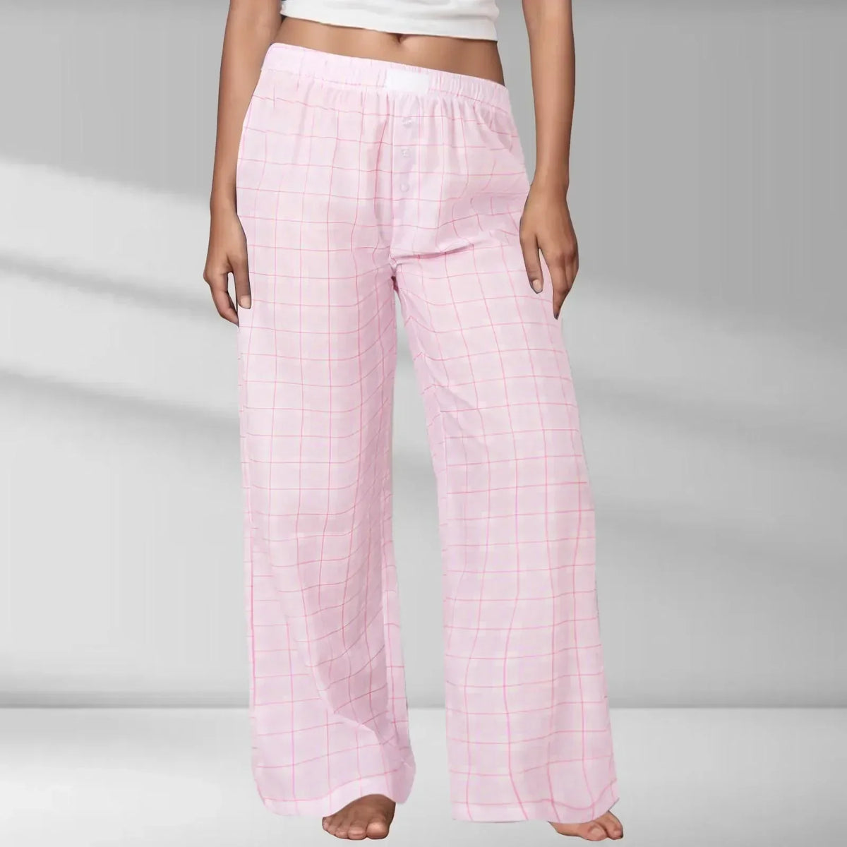 Elastic Waist Button Fly Boxer Style Straight Leg Lounge Pants 2