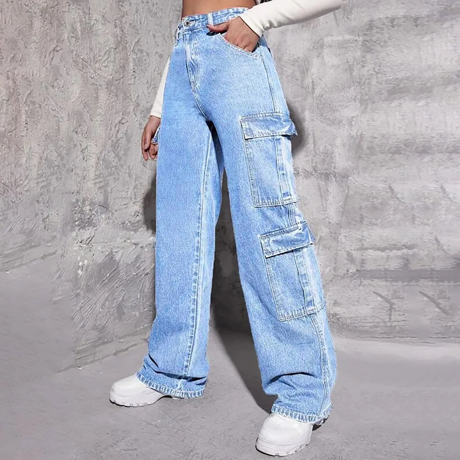 Slim Fit Size Calf Hole Stretch Jeans