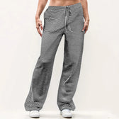 Striped Solid Wide Leg Pants Black / S