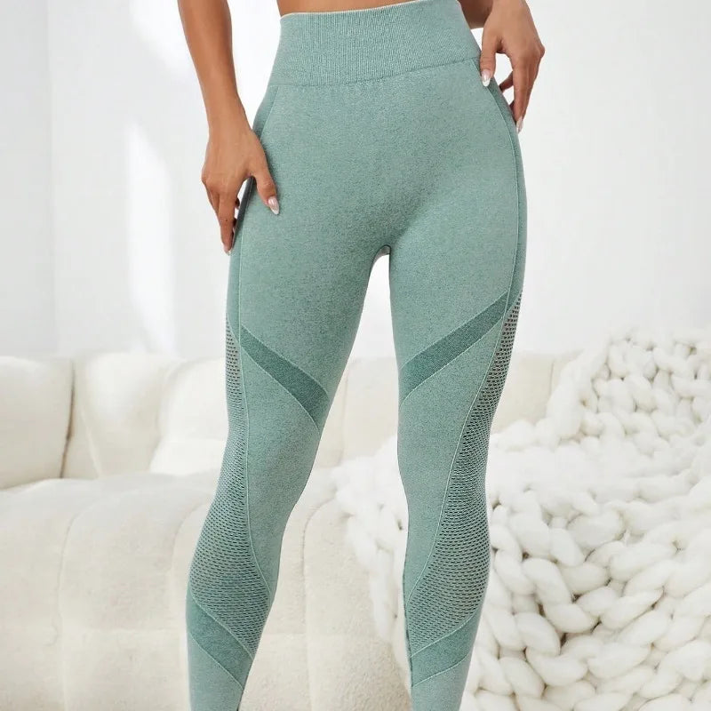 Mesh Hollow-Out High-Waist Running Fashion Legging