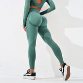Striped High Waist Workout Elastic Fitness Legging Green / S