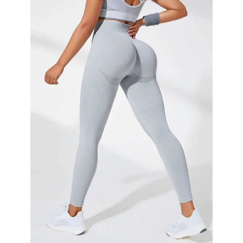 High Waist Seamless Ribbed Scrunch Butt Contour Workout Leggings