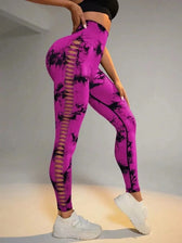Mesh Out High Waist Push Up Yoga Gym Legging Red / S