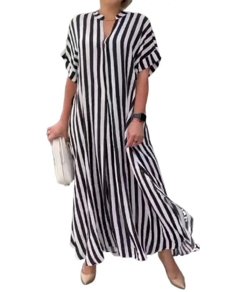 Ramona Statement Striped Boho Dress Chic Silhouette Collection