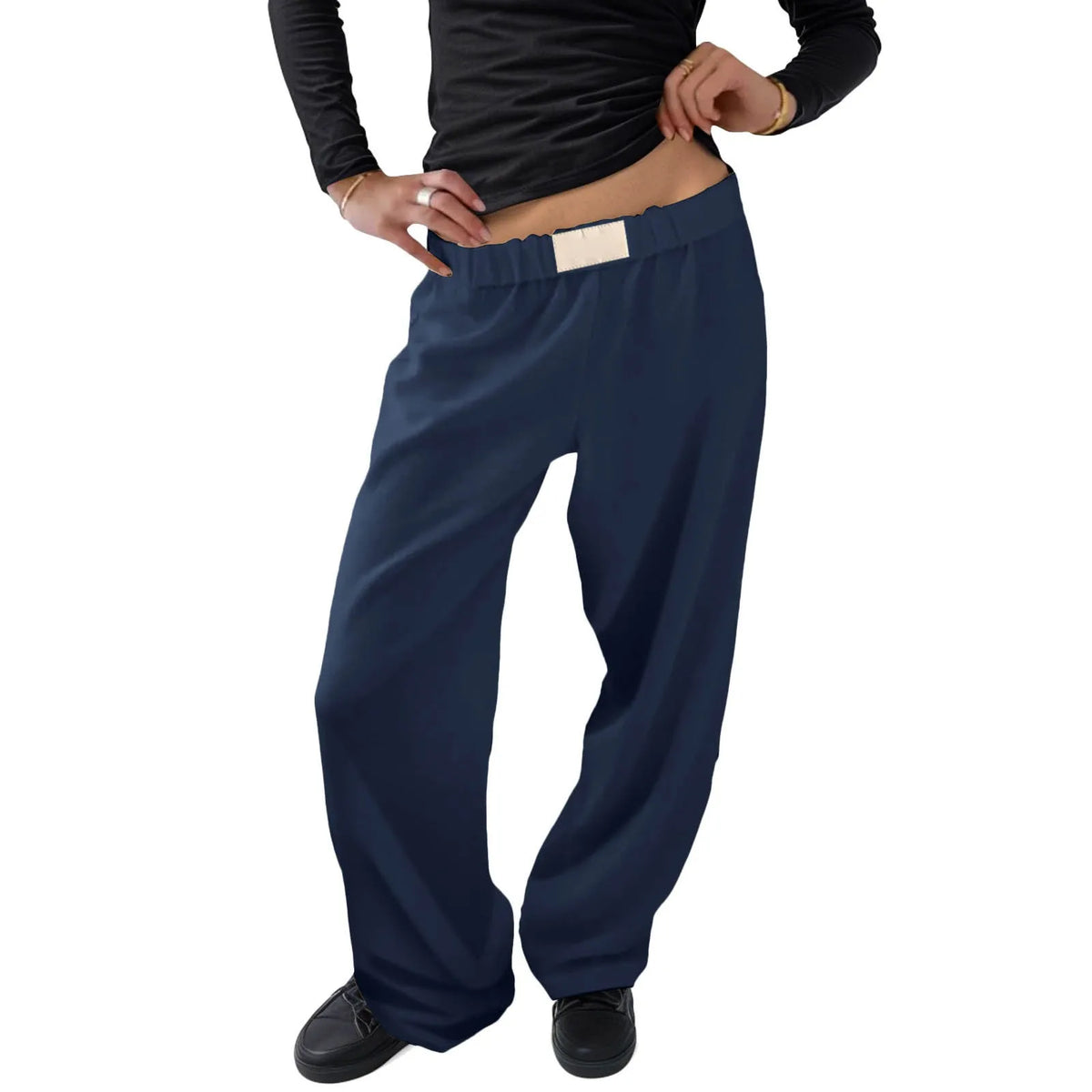 Elastic Waist Side Pocket Baggy Wide Leg Pull On Pants 4