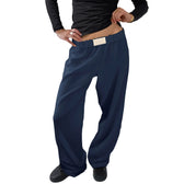 Vintage Wide Leg Drawstring High Waist Pants Dark Blue / XS