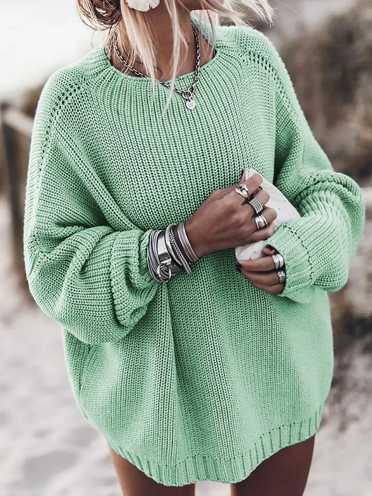 Simple Knit Elastic Sweater