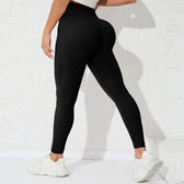 High Waist Seamless Butt Lift Knitting Gym Running Legging Black / S