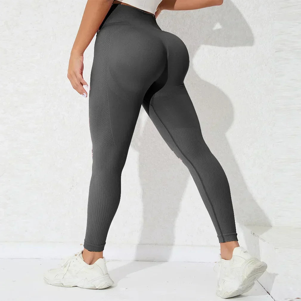 High Waist Seamless Ribbed Knit Butt Lift Gym Leggings 8