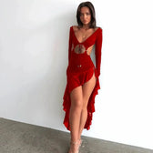 Hollow Backless High Wedding Clothing Y2K Midi Dresses 8