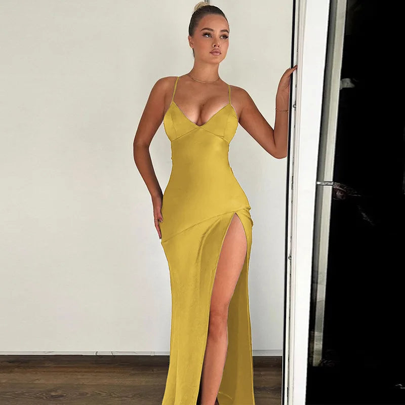Autumn/Winter Puss Vneck Halter Evening Bodycon Streetwear Midi Dresses
