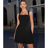 Square Neck Sleeveless Ruched A-Line Mini Dress 6