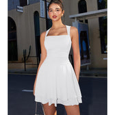 Square Neck Sleeveless Ruched A-Line Mini Dress 8