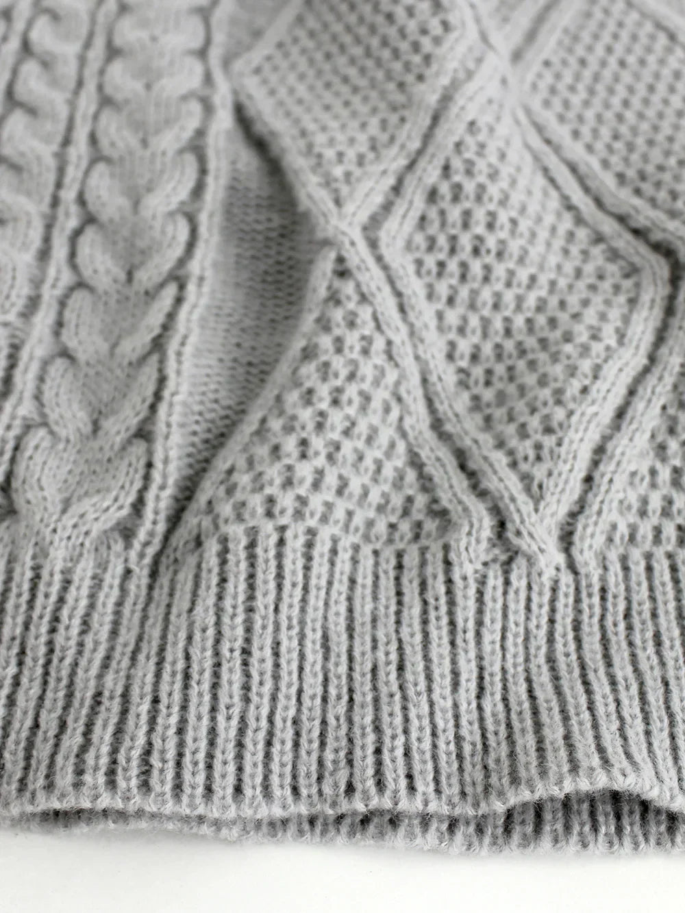 Long Round Collar Pullover Short Twist Solid Winter Sweater