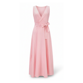 V-Neck Sleeveless Tie Waist A-Line Maxi Dress