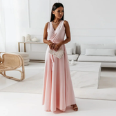 V-Neck Sleeveless Tie Waist A-Line Maxi Dress 2