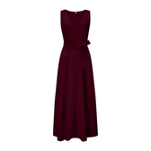 V-Neck Sleeveless Tie Waist A-Line Maxi Dress 11