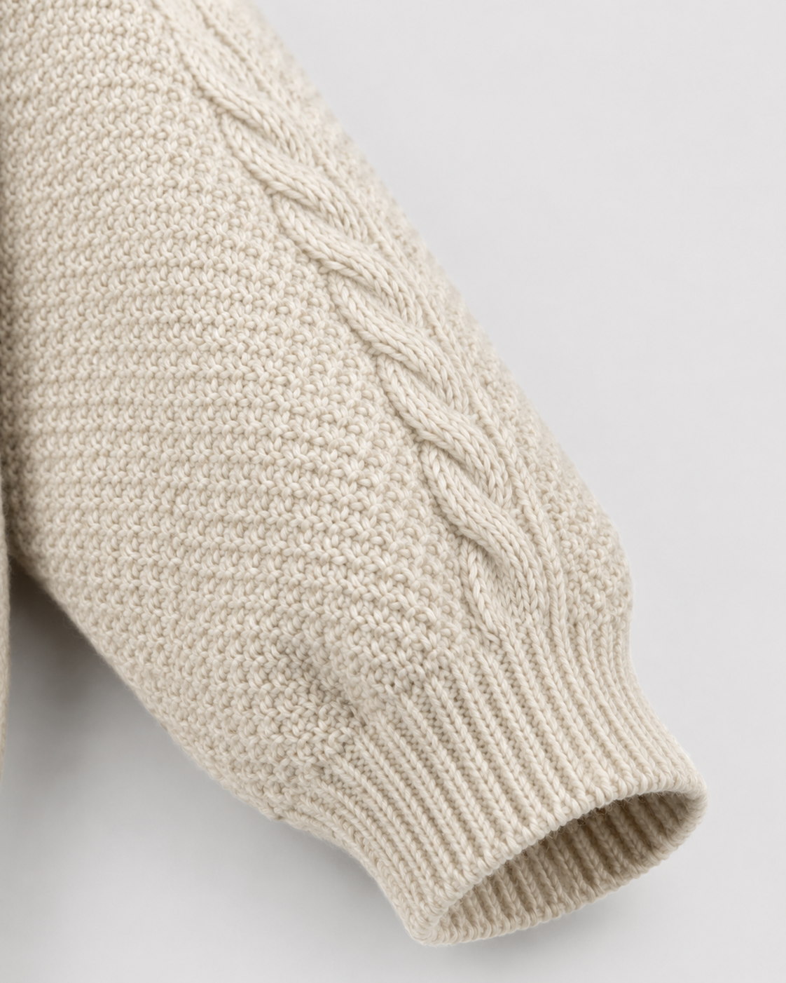 Cable Knit Crew Neck Button Front Cardigan