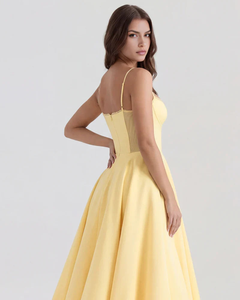 Women’s Corset Midi Dress with Tulle Skirt