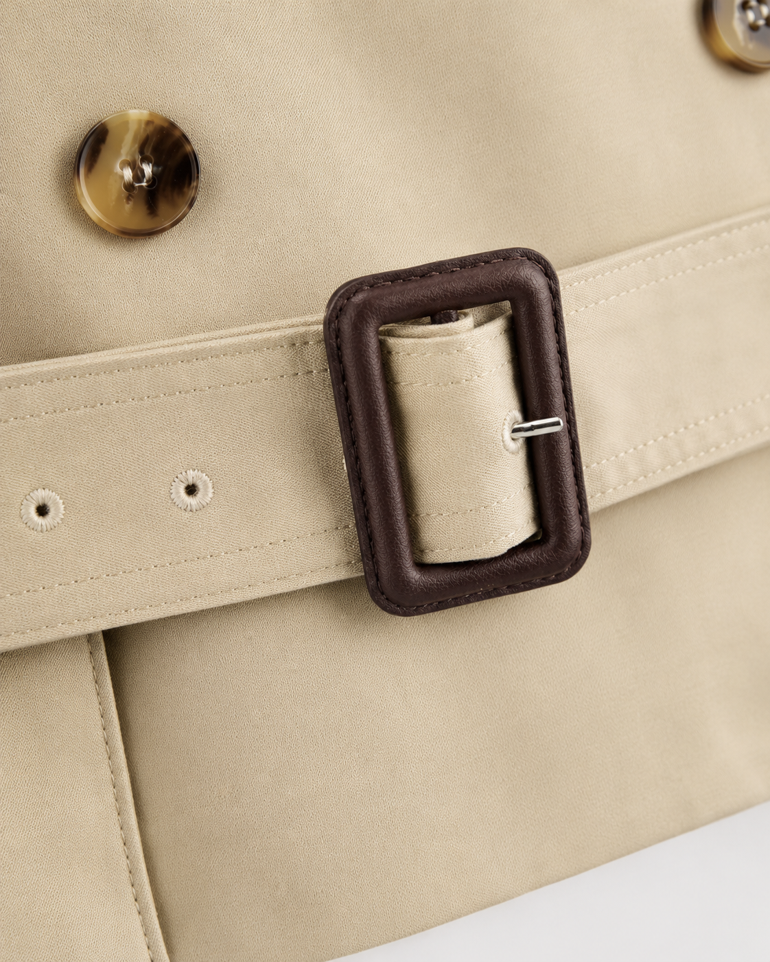 Women's Cropped Double-Breasted Trench Jacket with Funnel Neck